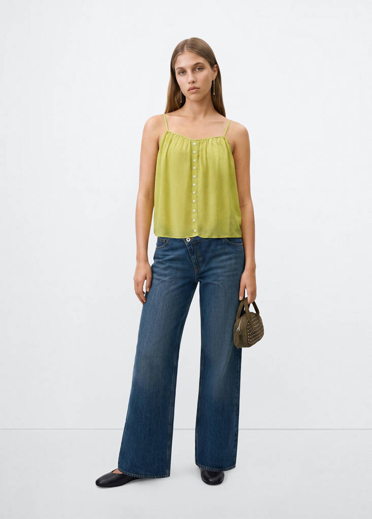 Sleeveless top with decorative buttons — Lime