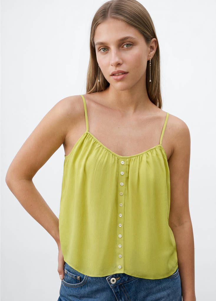 Sleeveless top with decorative buttons — Lime