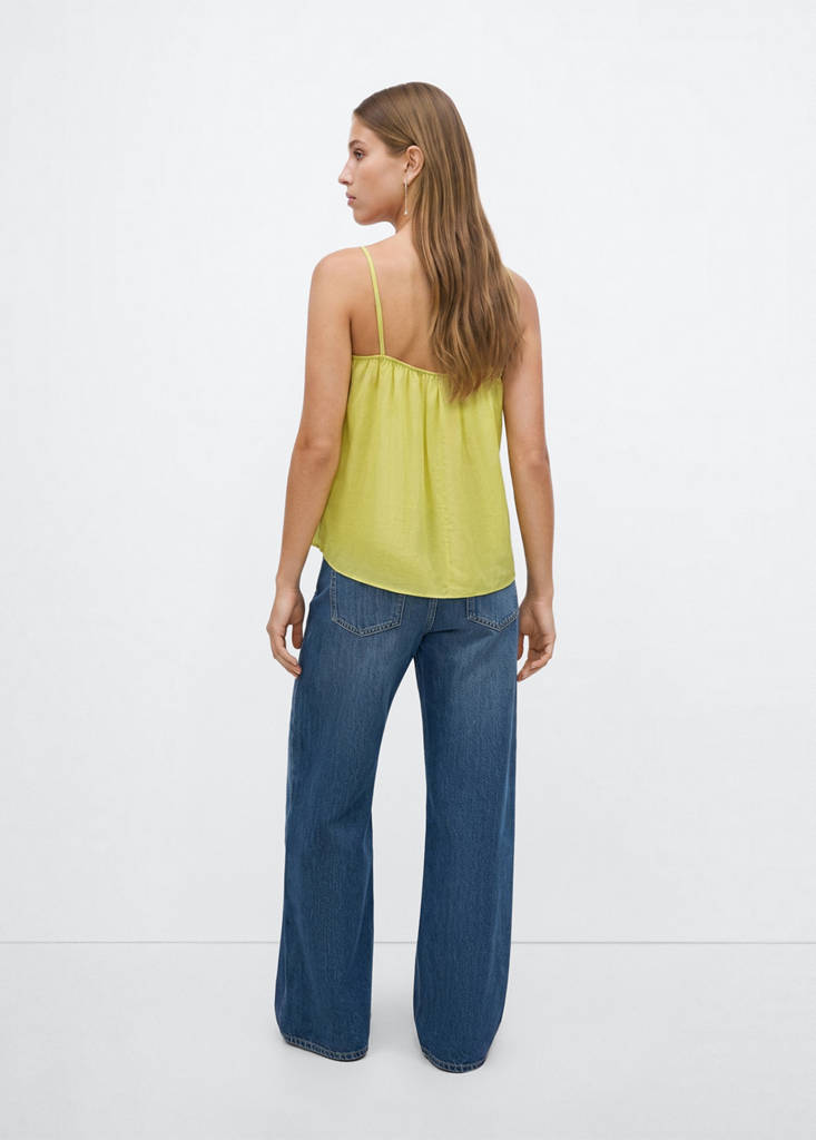 Sleeveless top with decorative buttons — Lime
