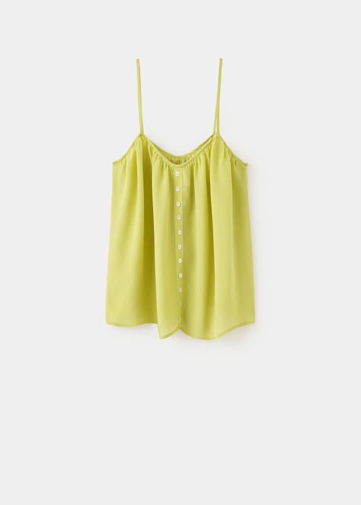 Sleeveless top with decorative buttons — Lime