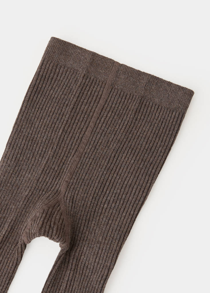 Ribbed knit tights — Brown