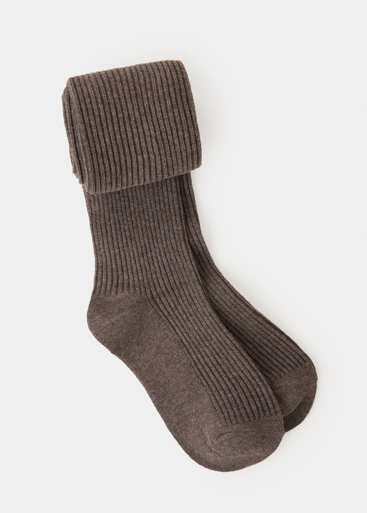 Ribbed knit tights — Brown