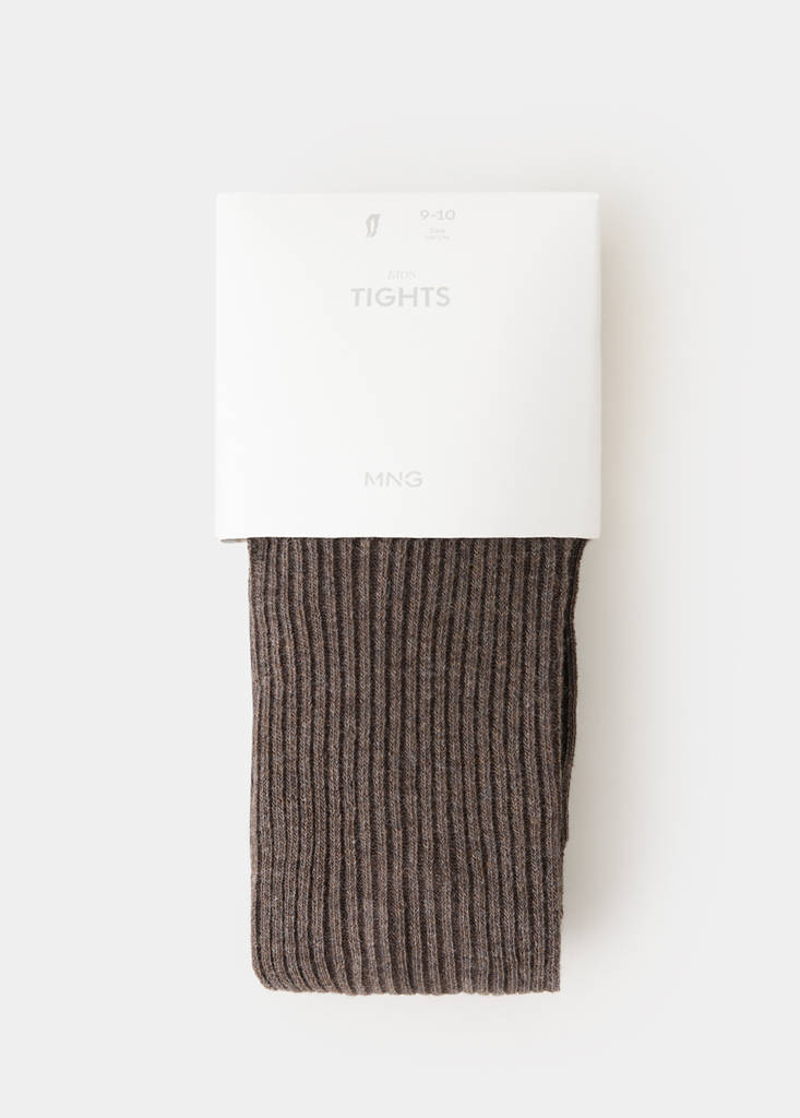 Ribbed knit tights — Brown