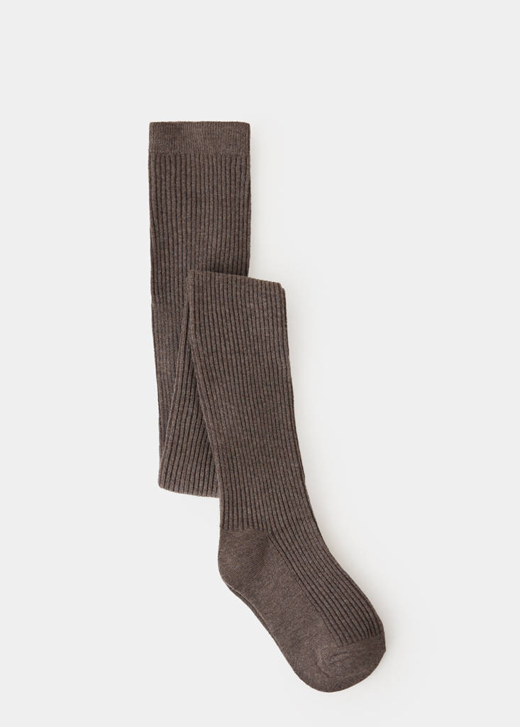 Ribbed knit tights — Brown