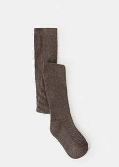 Ribbed knit tights — Brown 1