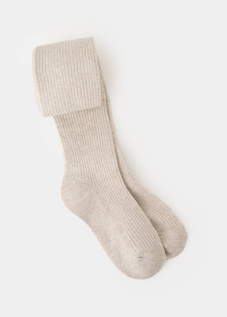 Ribbed knit tights — Medium Brown