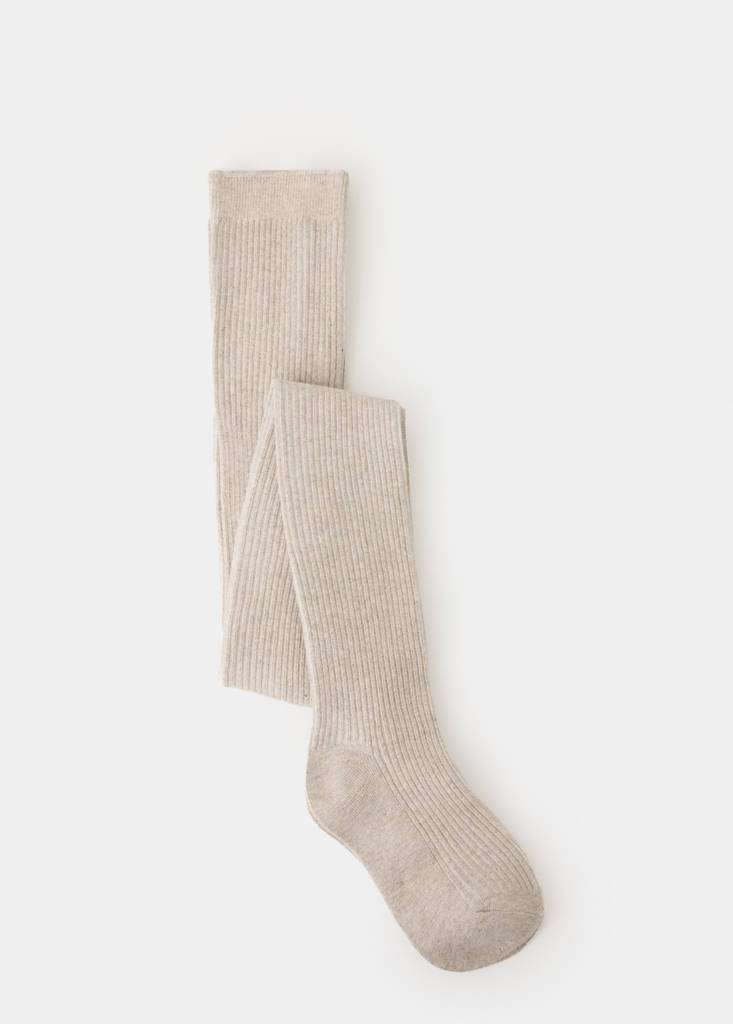 Ribbed knit tights — Medium Brown