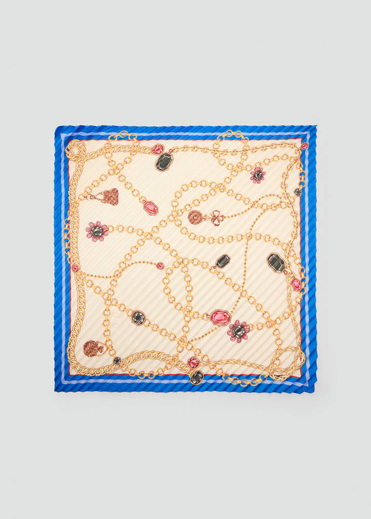 Printed pleated scarf — Ecru