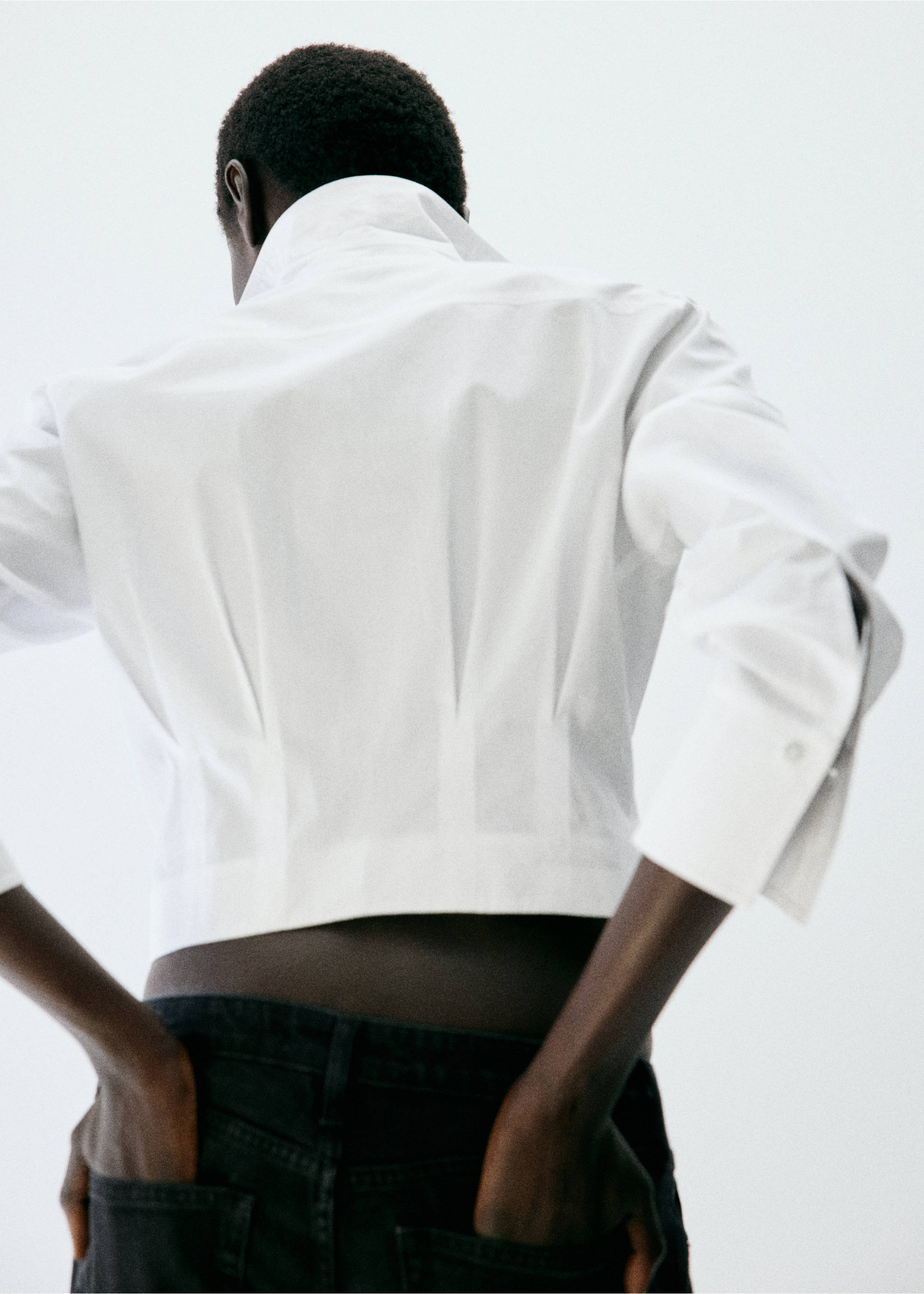 Chemise coton pinces - Verso de l’article, Blanc cassé. Ref: 37054798-00.