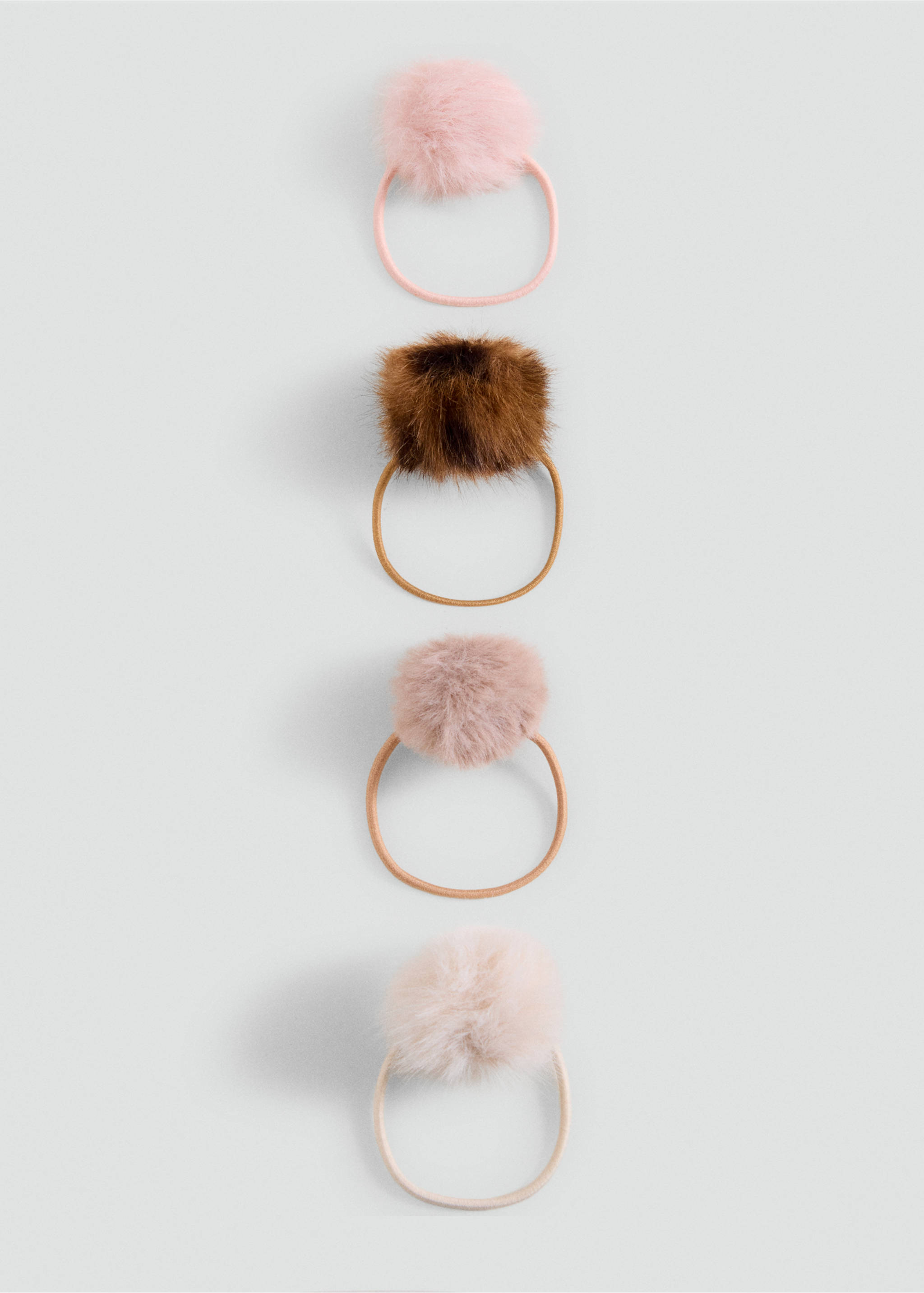 Pack of 4 pom-pom hair ties - Article without model, Sand. Ref: 37054800-00.