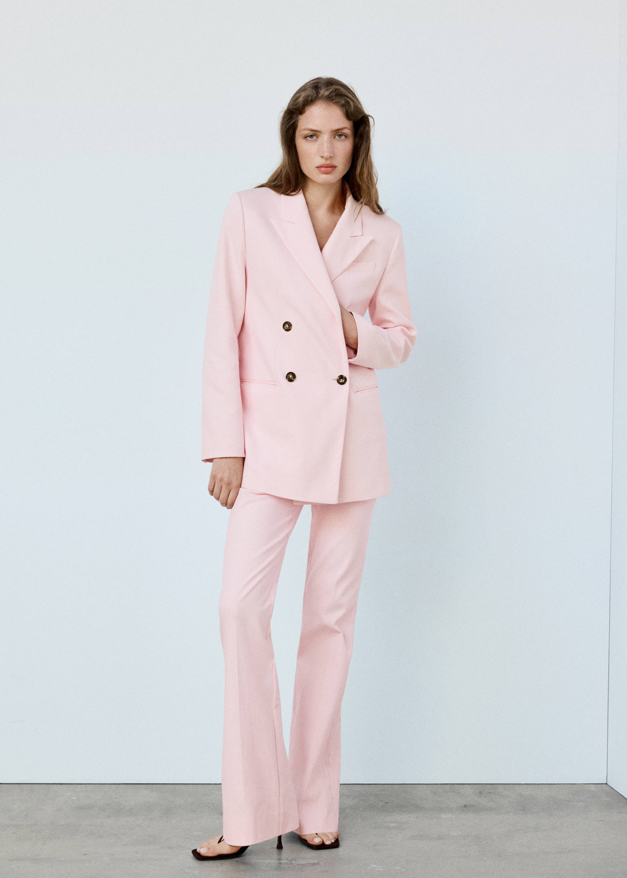 Double-breasted cotton blend suit blazer - General plane