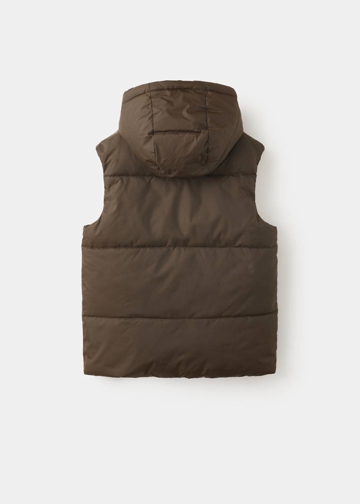 Reversible hooded gilet — Brown