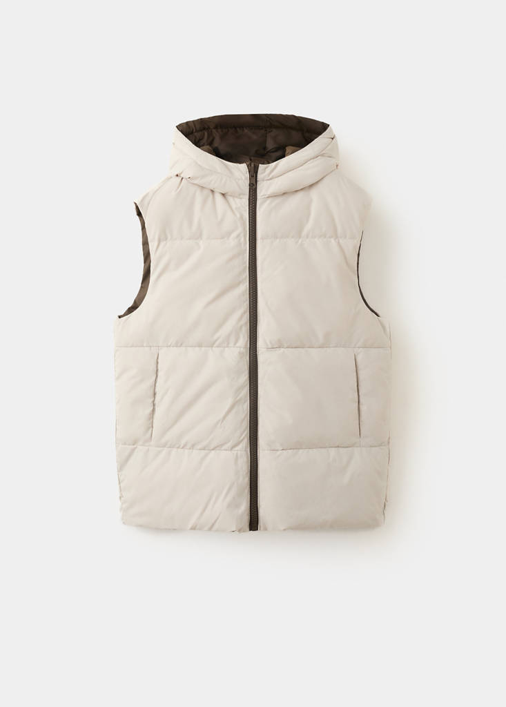 Reversible hooded gilet — Brown