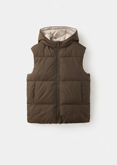 Reversible hooded gilet — Brown 3