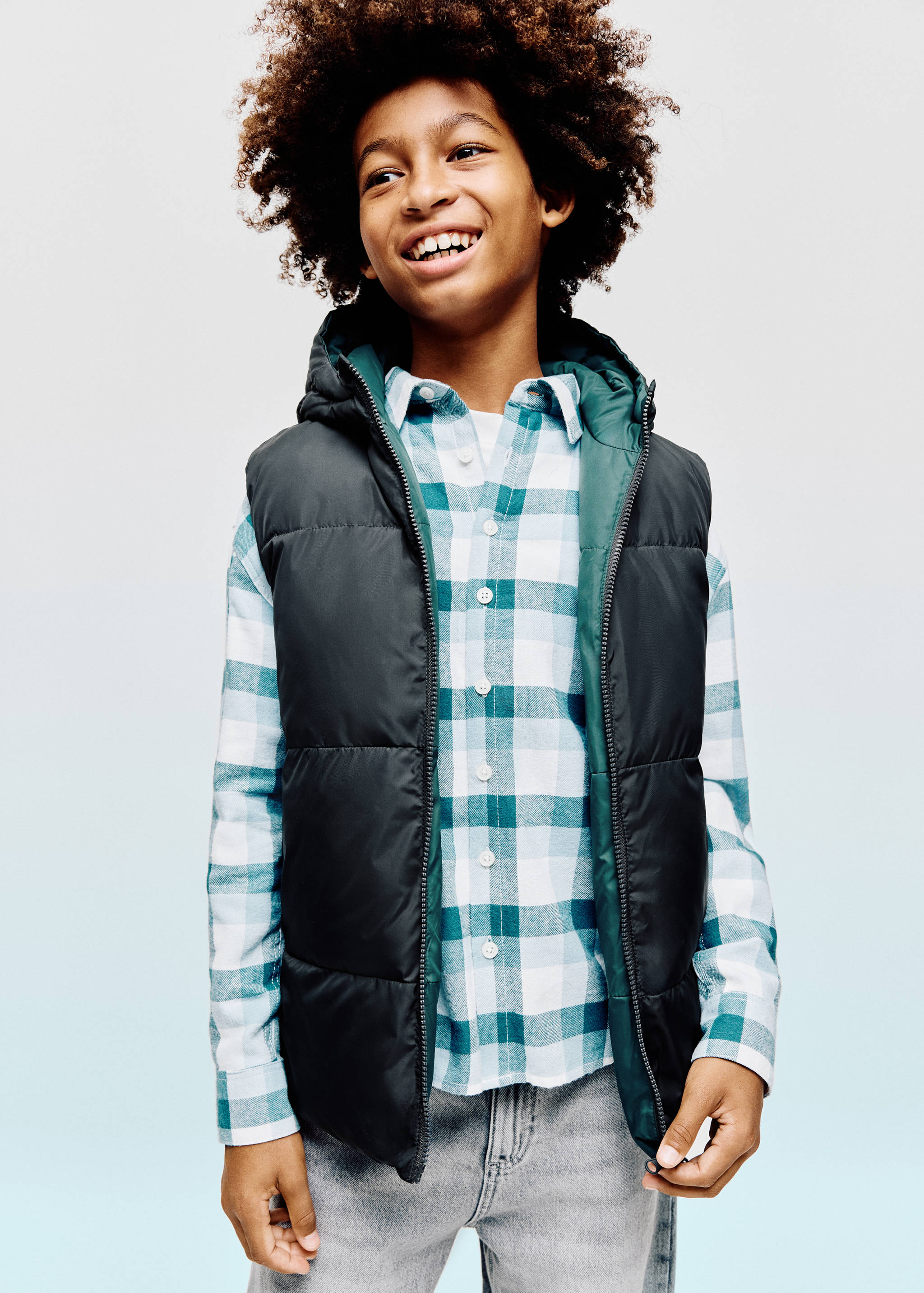 Reversible hooded gilet - Medium plane