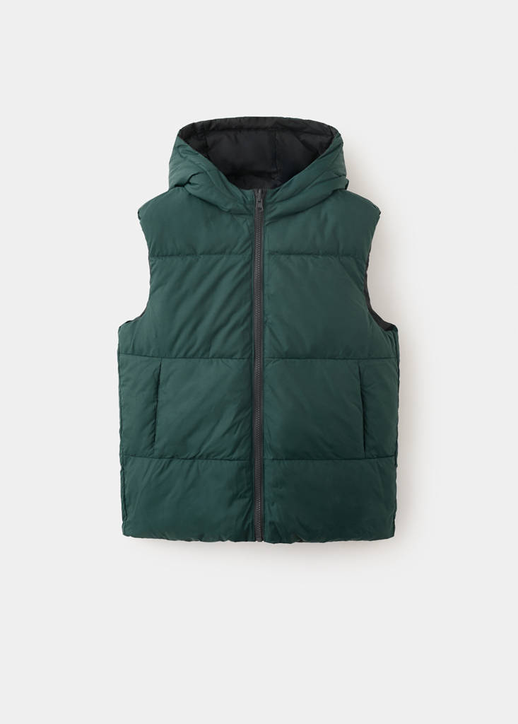 Reversible hooded gilet — Charcoal