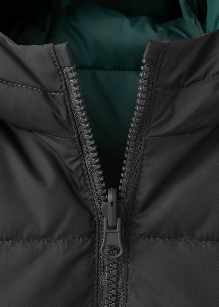 Reversible hooded gilet — Charcoal