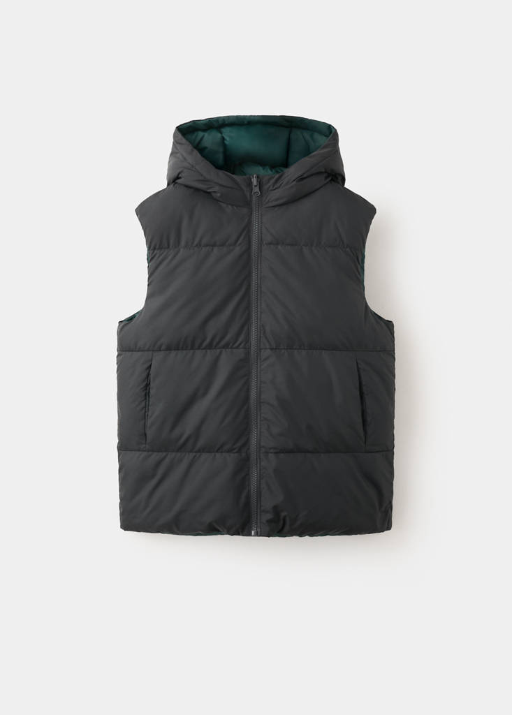 Reversible hooded gilet — Charcoal