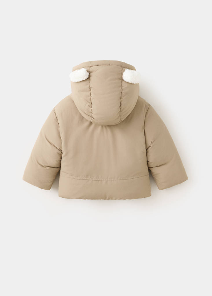 Fur-effect quilted coat — Medium Brown