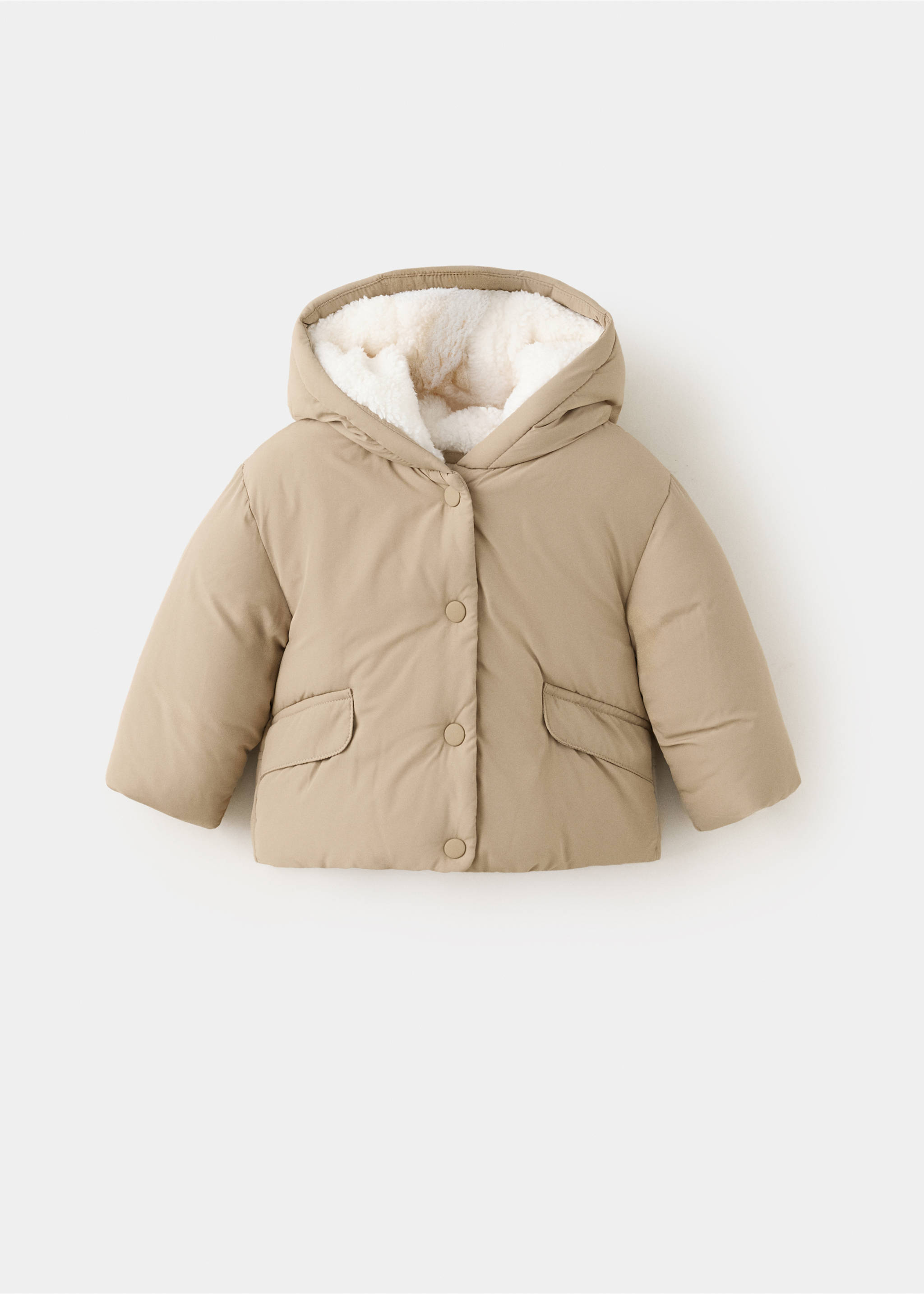 Anorak matelassé imitation fourrure - Article sans modèle, Marron moyen. Ref: 37055150-00.