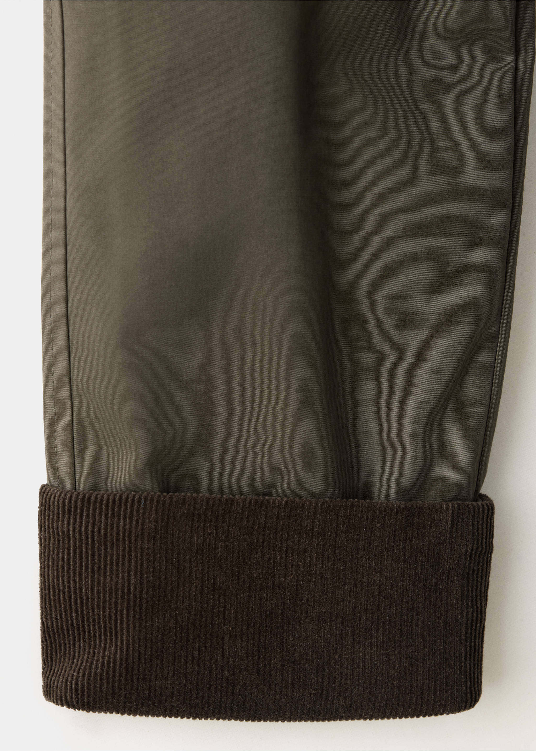 Lång trenchcoat i bomull med krage i manchester - Detaljer om artikeln 0, Mörkgrön. Ref: 37055151-00.