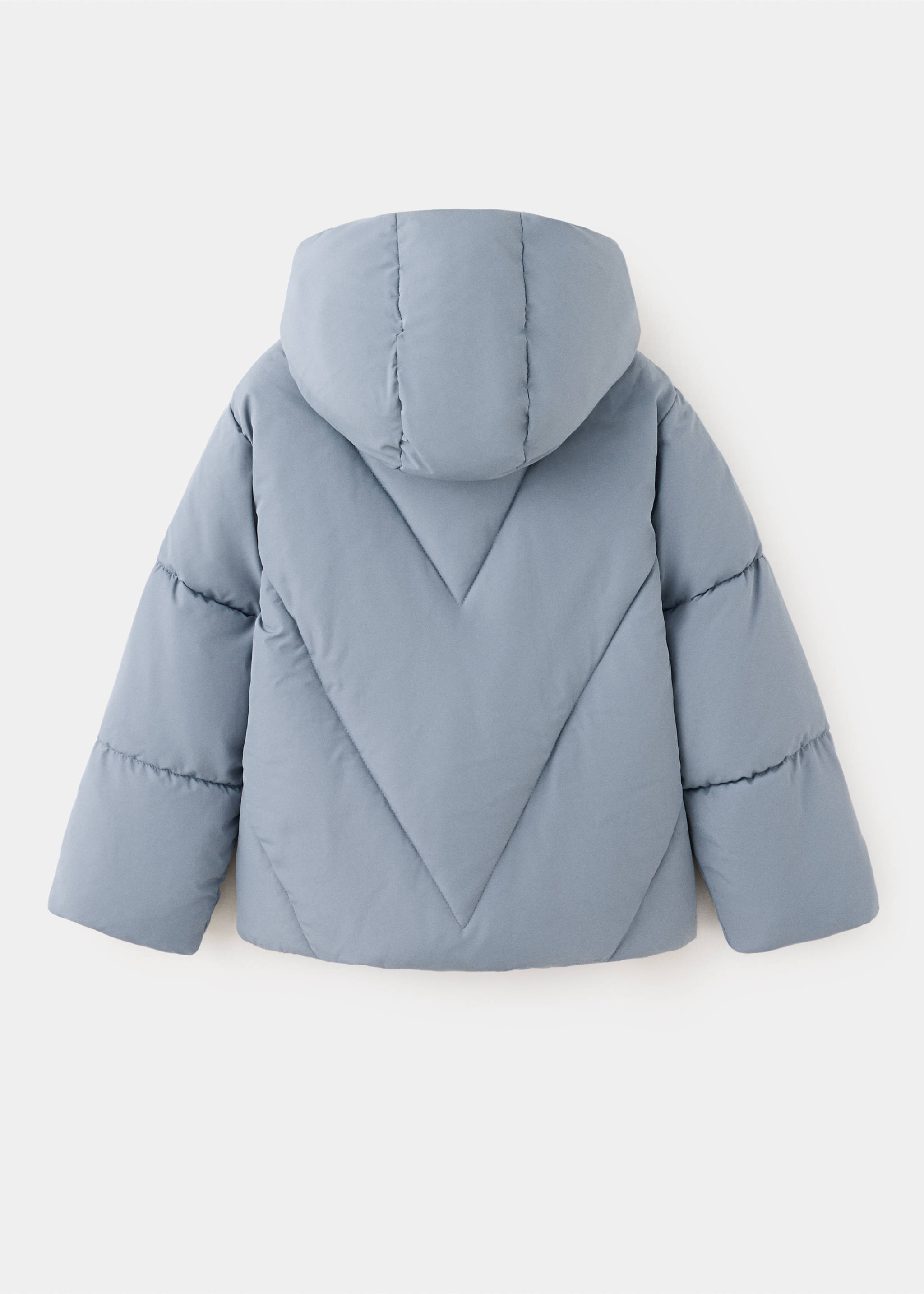 Anorak matelassé à capuche - Verso de l’article, Bleu. Ref: 37055152-00.