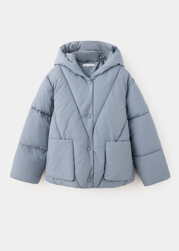 Hood puffer coat — Blue