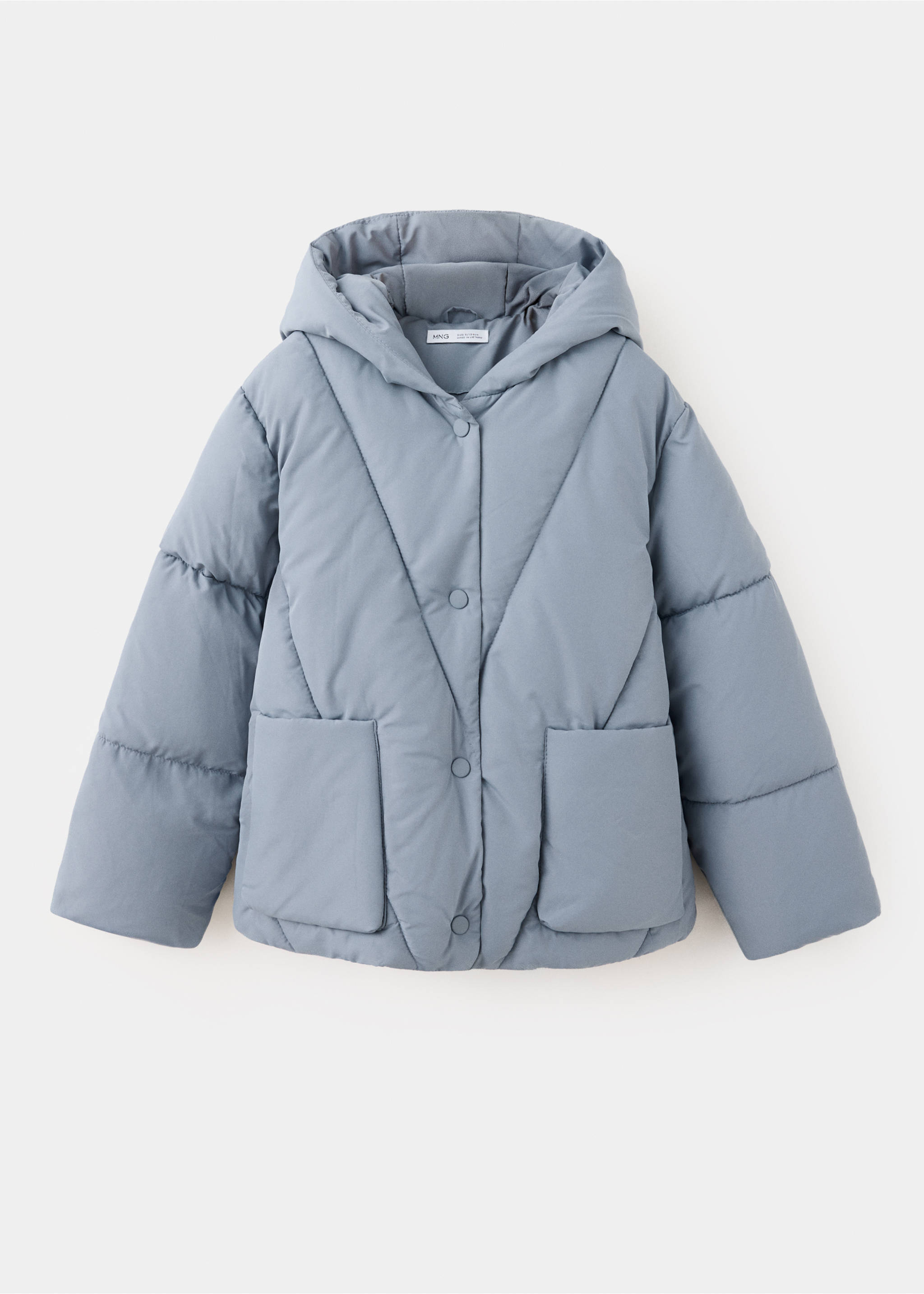 Anorak matelassé à capuche - Article sans modèle, Bleu. Ref: 37055152-00.