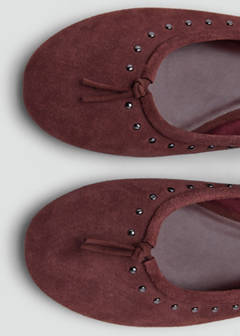 Leather studded bow ballerina — Burgundy 6