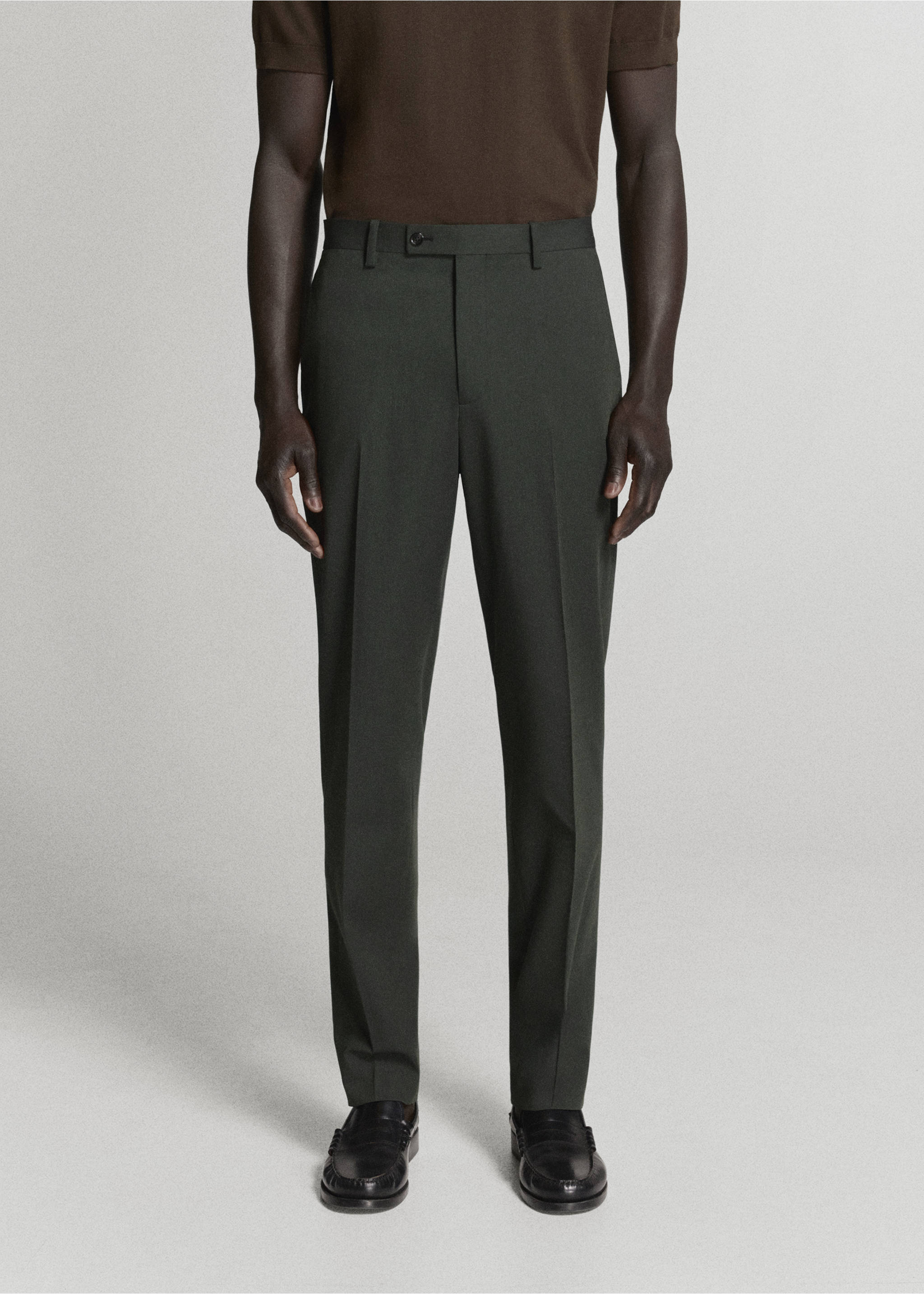 Milan slim-fit suit trousers - Medium plane, Khaki. Ref: 37055154-00.