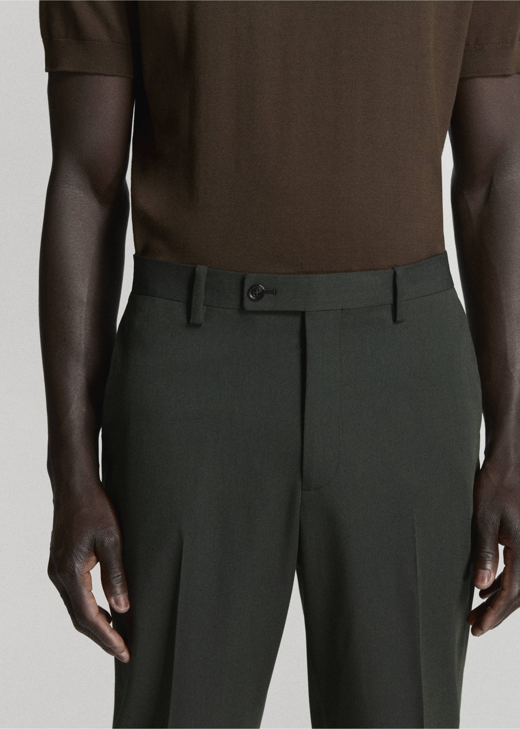 Milan slim-fit suit trousers - Details of the article 1, Khaki. Ref: 37055154-00.