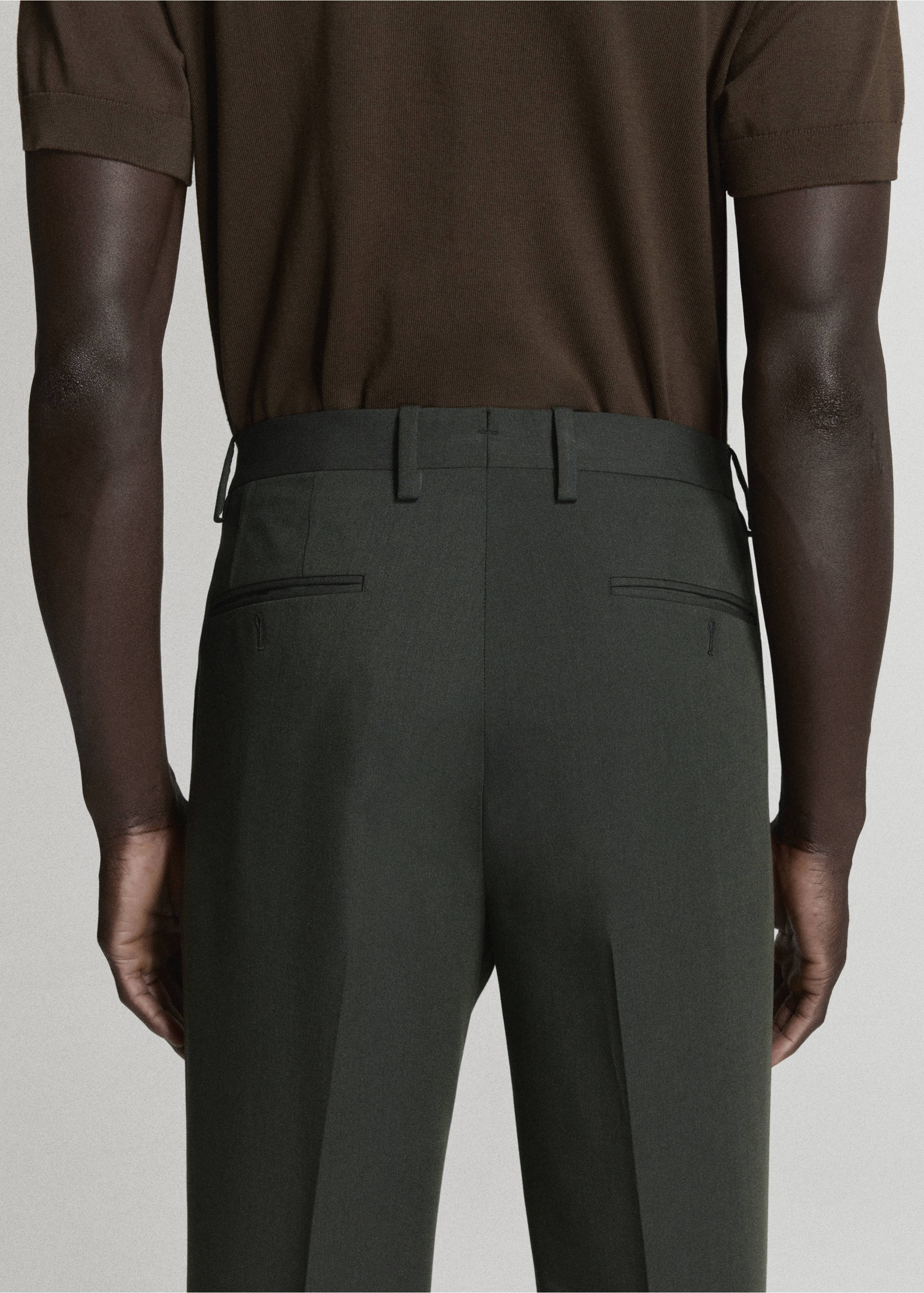 Milan slim-fit suit trousers - Details of the article 3, Khaki. Ref: 37055154-00.