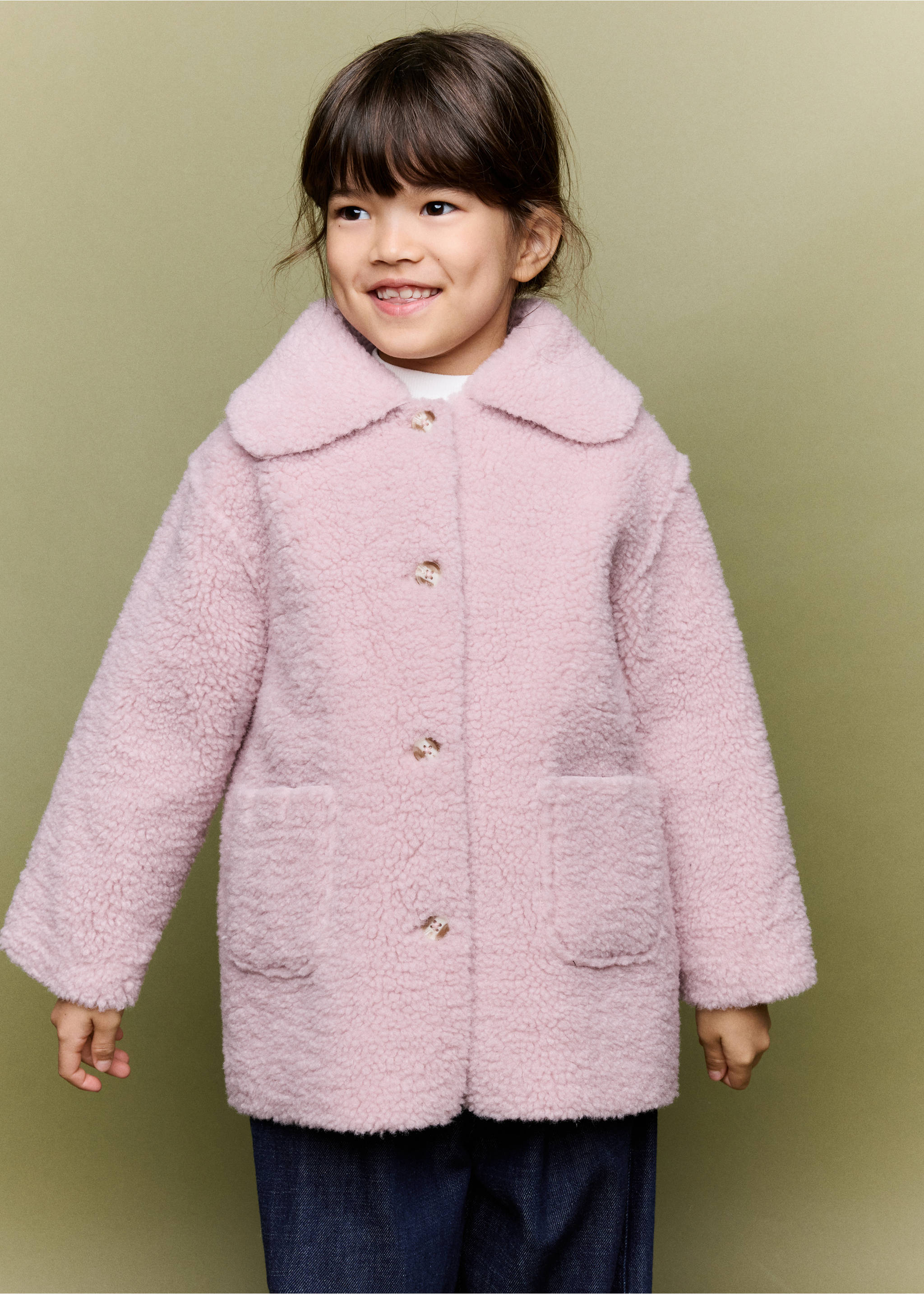 Reversible shearling coat - Medium plane, Pink. Ref: 37055157-00.