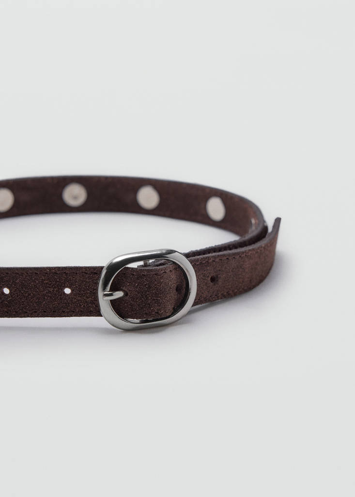 Stud leather belt — Chocolate