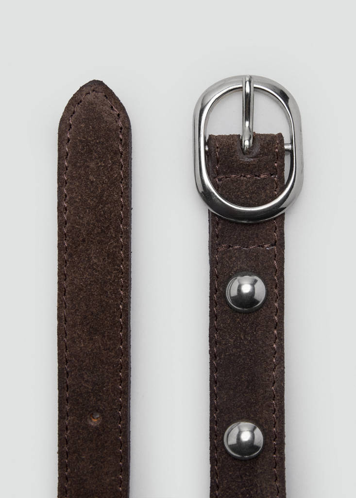 Stud leather belt — Chocolate