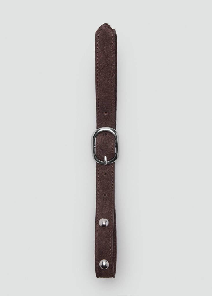 Stud leather belt — Chocolate