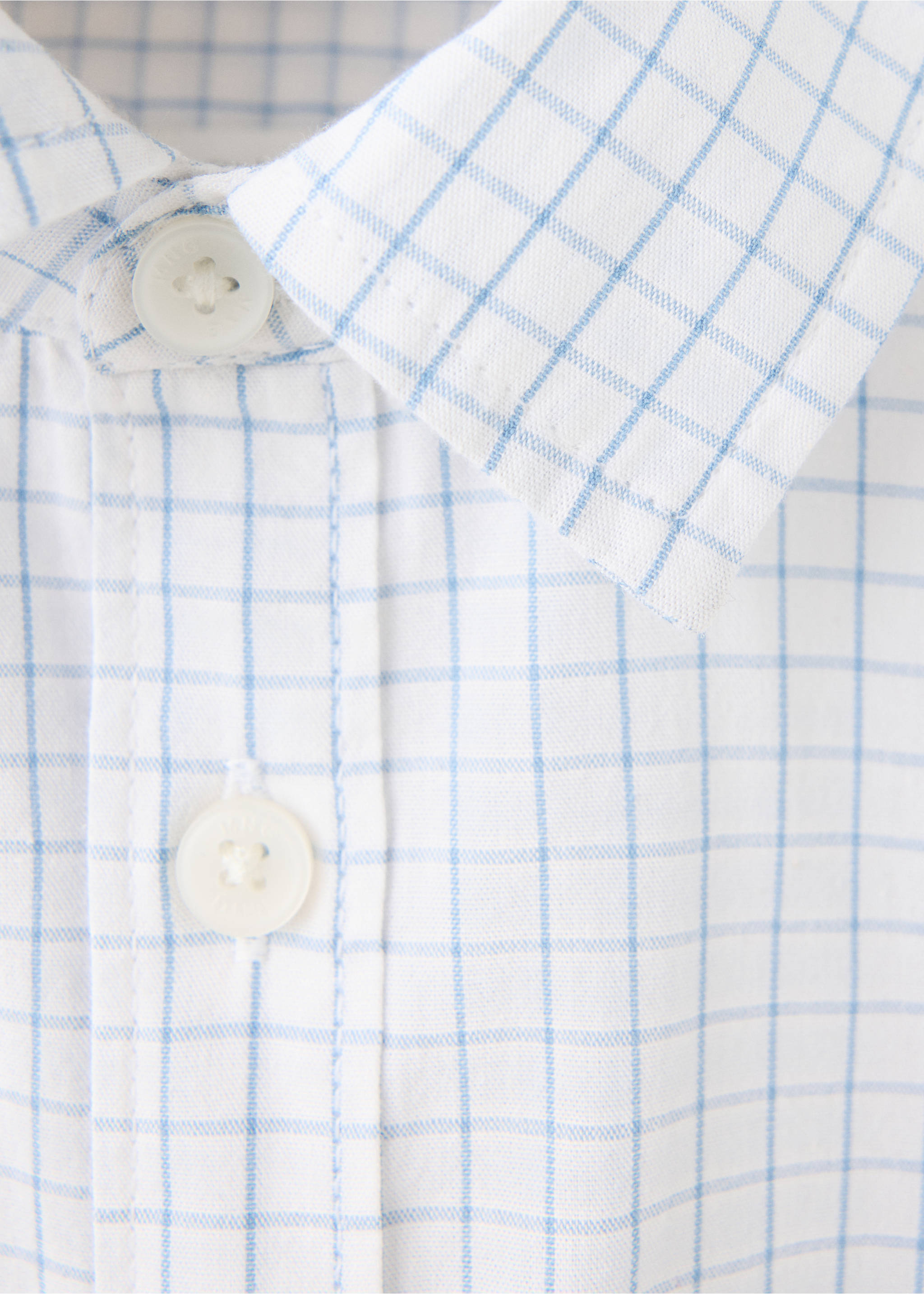 Check cotton shirt - Details of the article 8, White. Ref: 37055162-00.