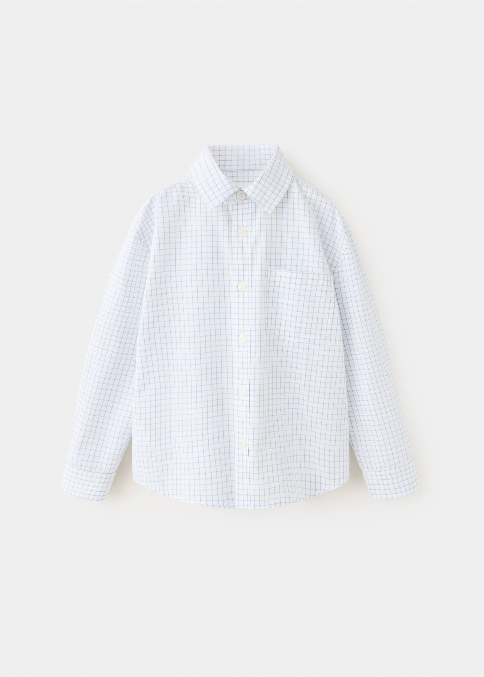 Check cotton shirt - Article without model, White. Ref: 37055162-00.