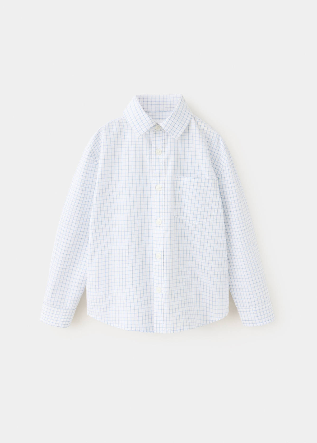 Check cotton shirt — White