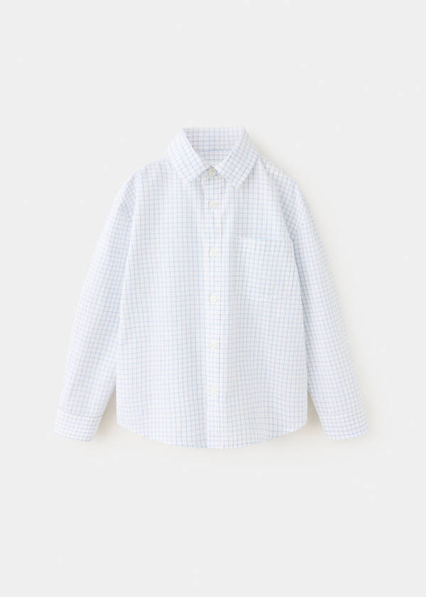 Check cotton shirt — White