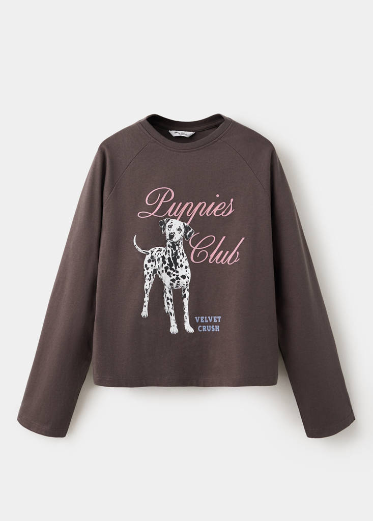 Printed cotton-blend t-shirt — Chocolate