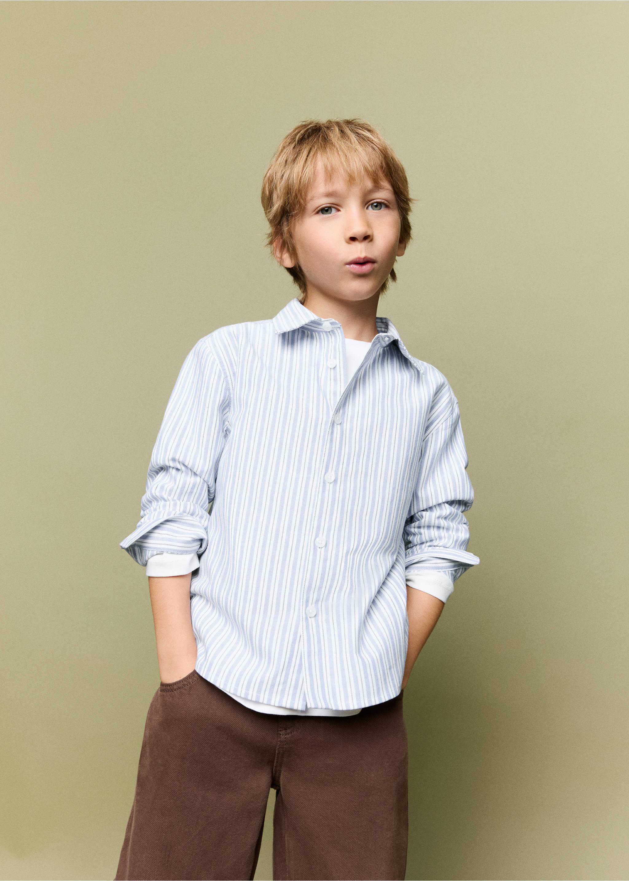 Oxford cotton striped shirt - Medium plane, Blue. Ref: 37055164-00.