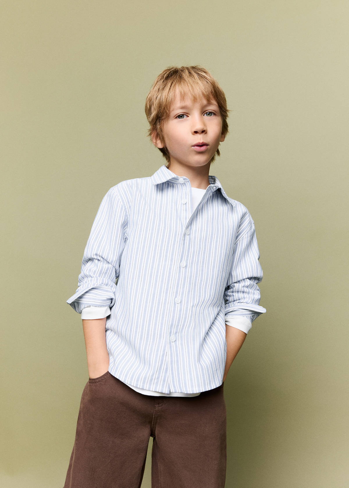 Oxford cotton striped shirt — Blue