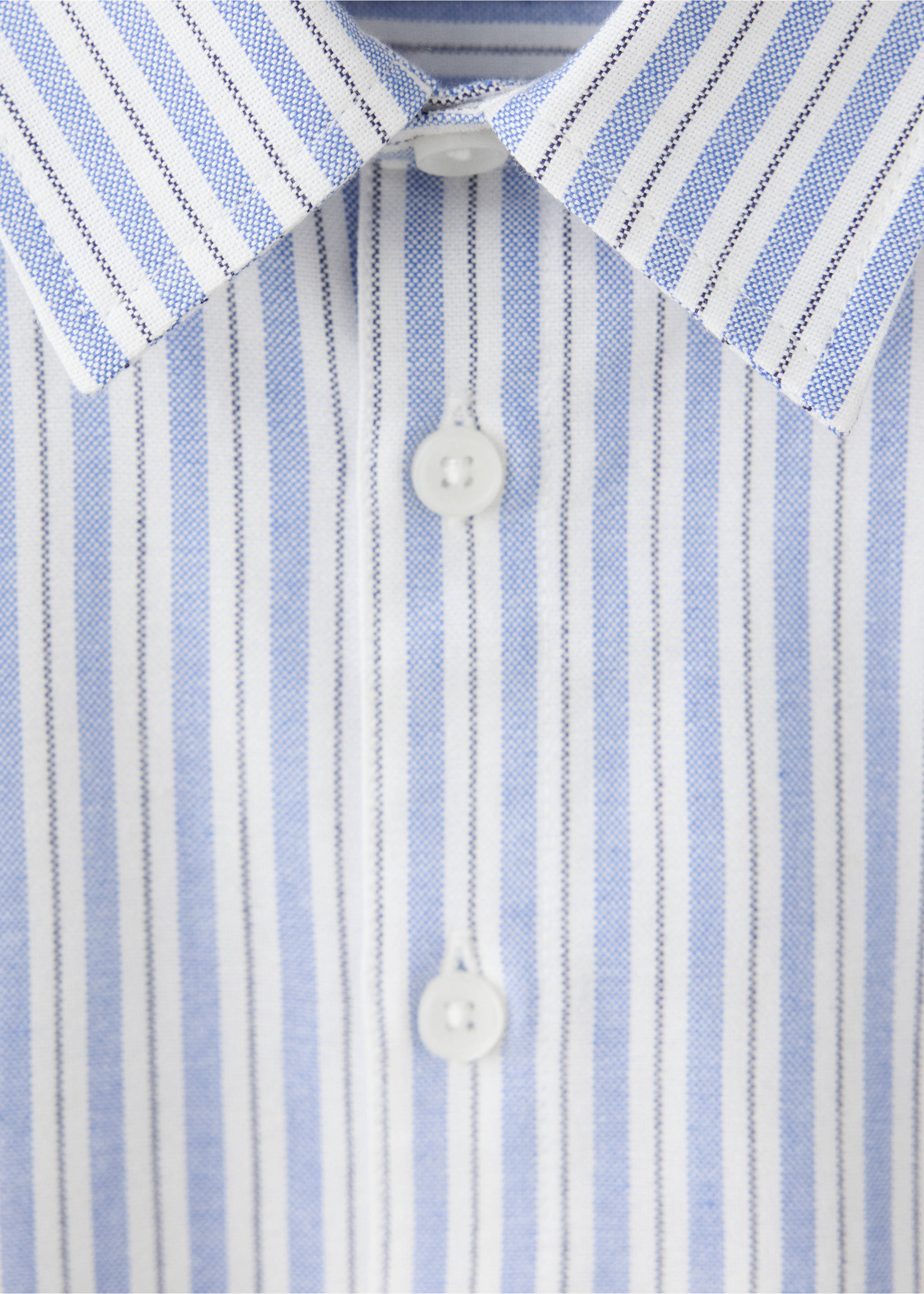 Oxford cotton striped shirt - Details of the article 8, Blue. Ref: 37055164-00.