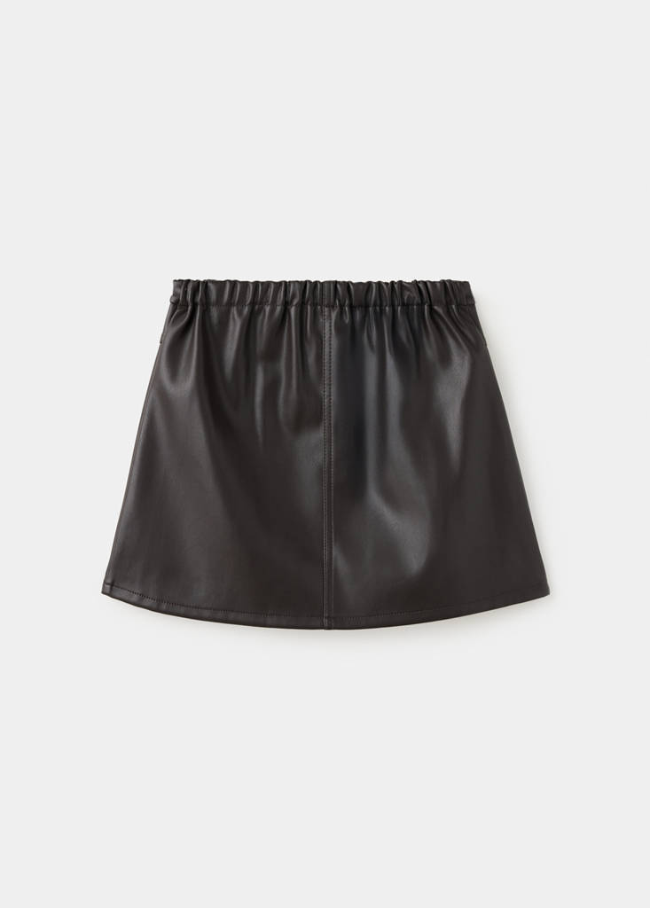 Pleated faux leather skirt — Brown