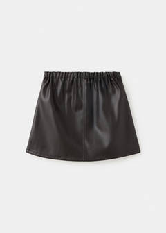 Pleated faux leather skirt — Brown 4