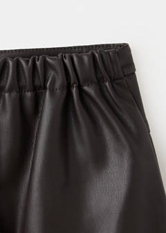 Pleated faux leather skirt — Brown 3