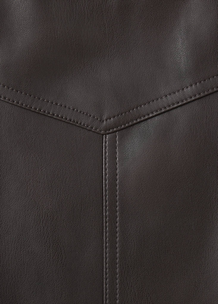 Pleated faux leather skirt — Brown