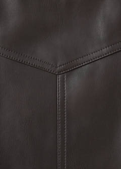 Pleated faux leather skirt — Brown 5