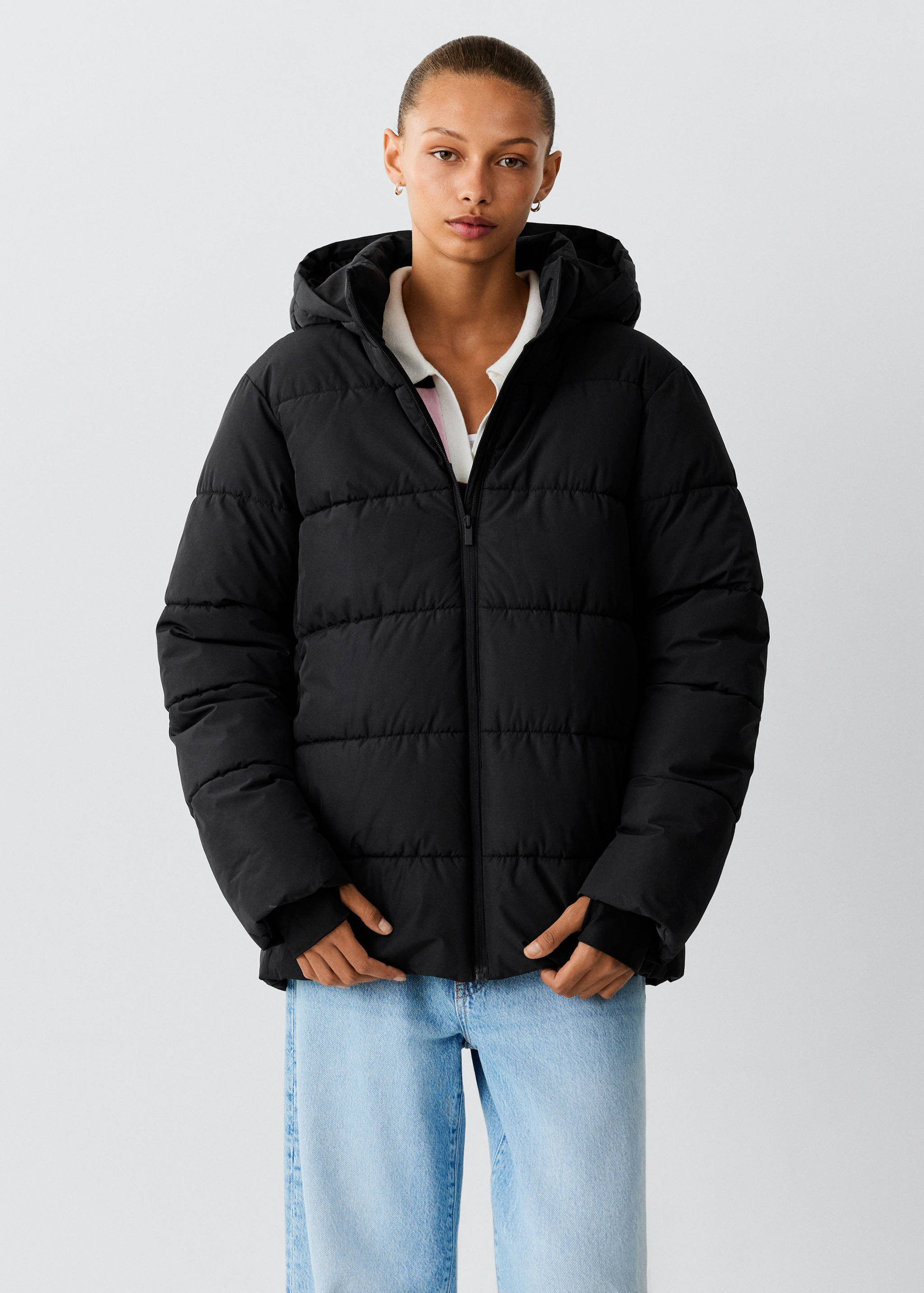 Hood puffer coat - Medium plane